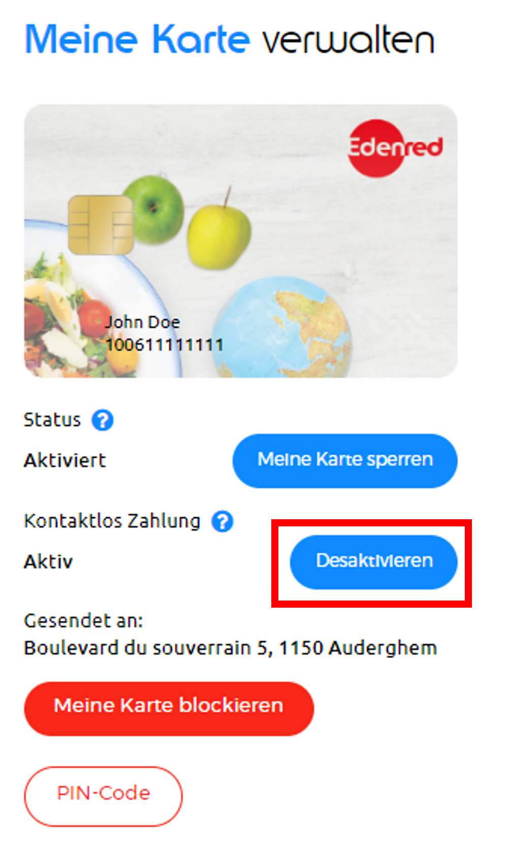 Wie deaktiviere ich die Option „kontaktloses Bezahlen“? Edenred Helpdesk