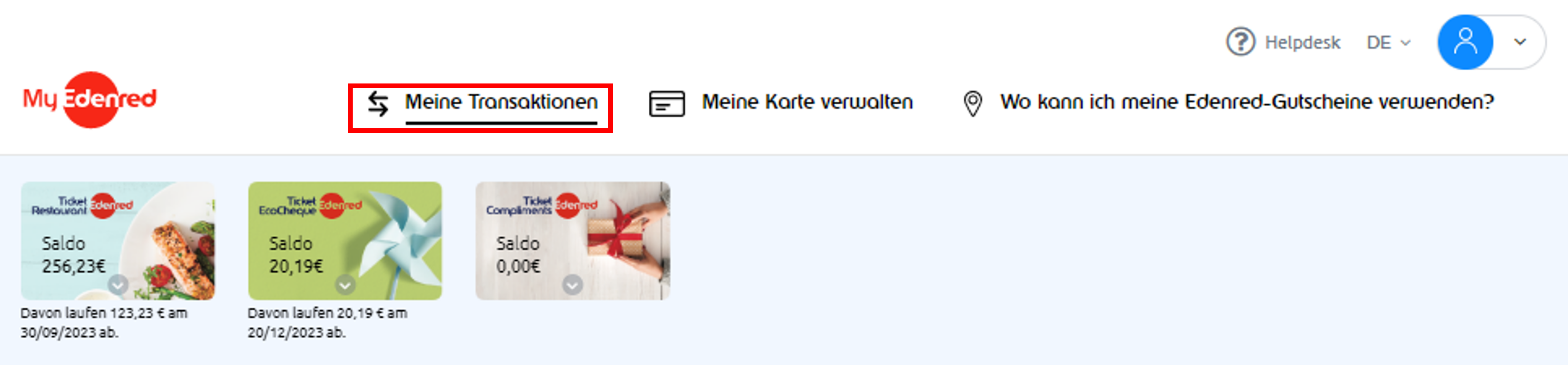 Wo kann ich mein Guthaben abfragen bzw. sehen? Edenred Helpdesk